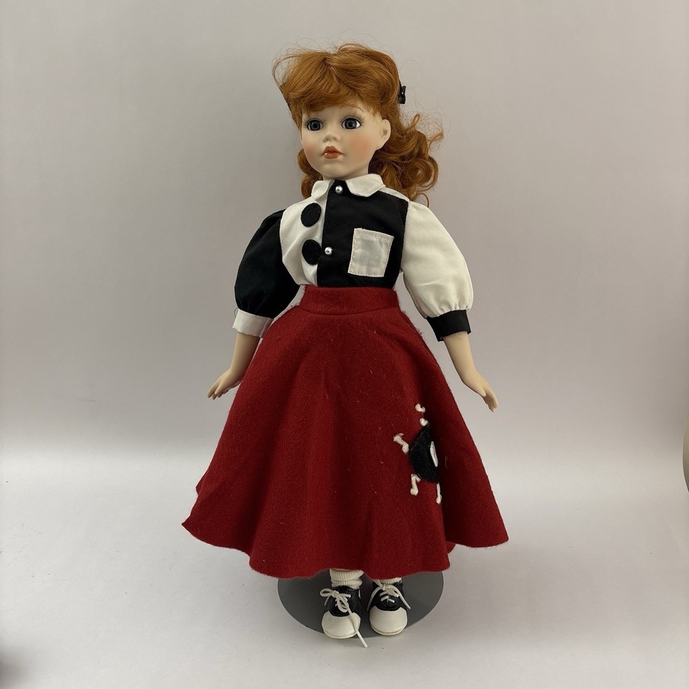 Vintage 1992 JC Penney Collectible Porcelain Doll Cheryl Poodle Skirt